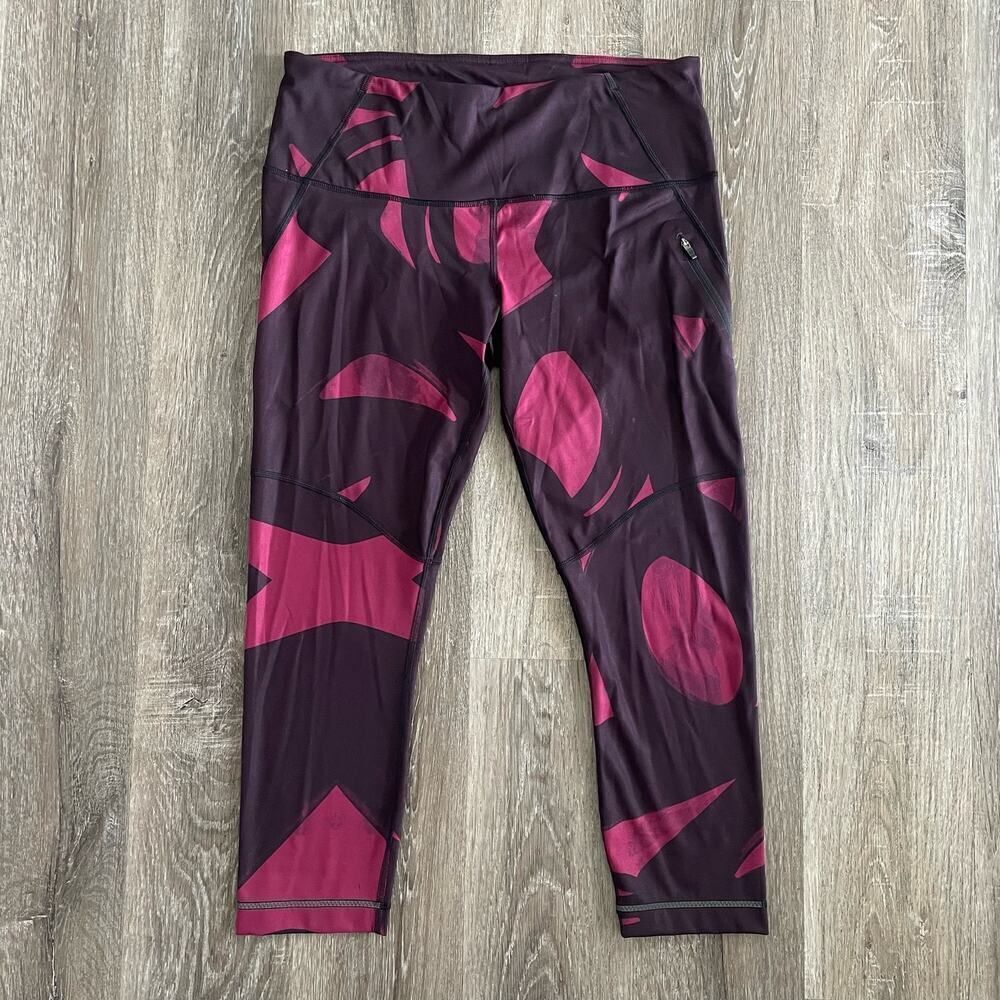 lululemon athletica Black and Magenta Abstract Print Leggings